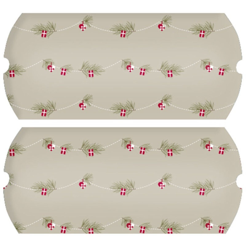 Gaveæsker m/guirlande, grene og flag, 2 stk.