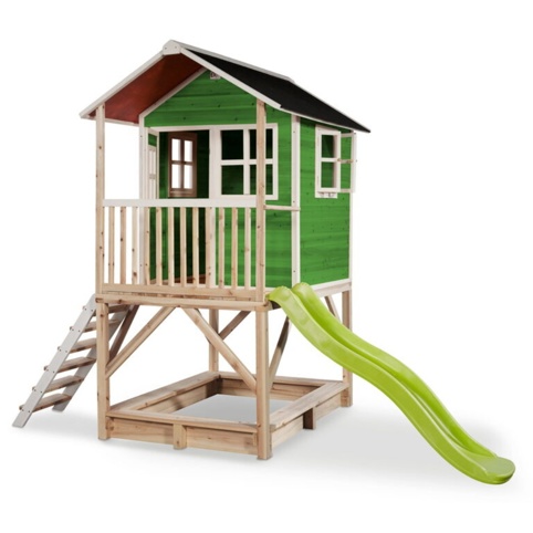Exit Toys Loft 500, Legetårn m/grøn rutsjebane, grøn, 329x190x253 cm