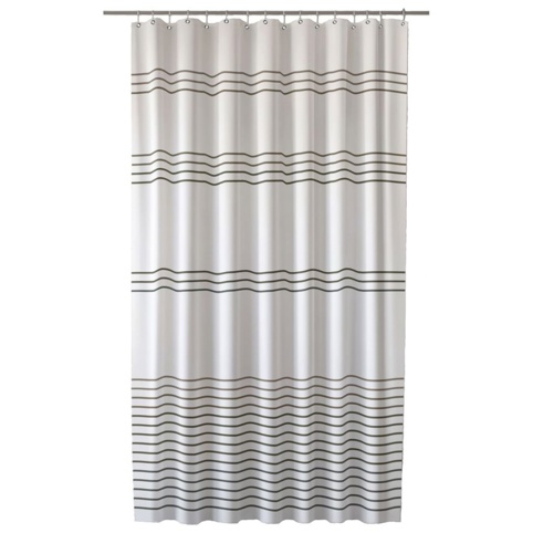 Skabt med omtanke, Badeforhæng, Totona, hvid/sort, 180x200 cm