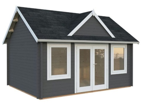 Anneks, Claudia, 14,2 m², mørkegrå/hvid