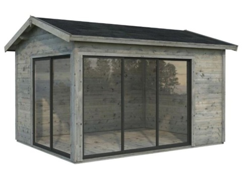 Anneks m/skydedør, Amanda Plus, 11,2 m², grå