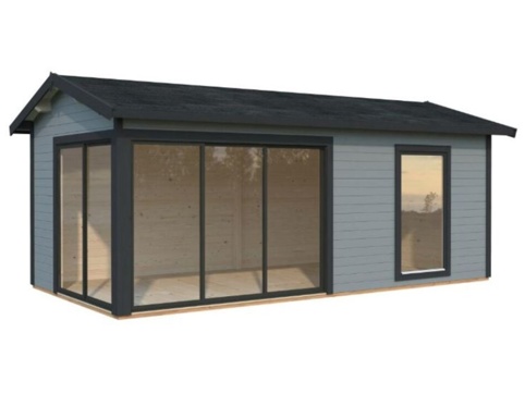 Anneks m/skydedør, Amanda Plus, 17,1 m², lyse-/antracitgrå