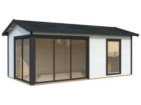 Anneks m/skydedør, Amanda Plus, 17,1 m², hvid