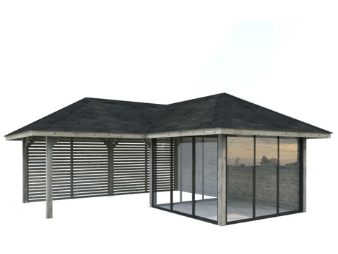Havehus m/overdækning, Bianca 211, 24,9 m², grå