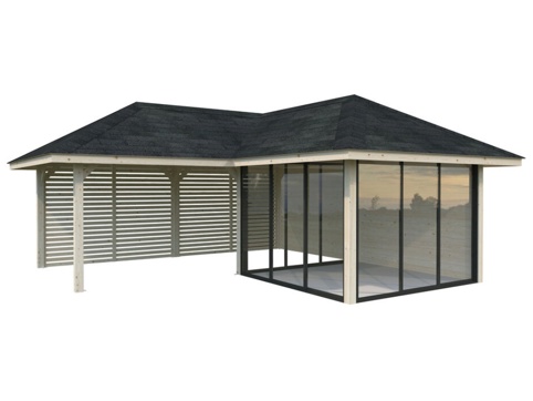 Havehus m/overdækning, Bianca 211, 24,9 m², hvid