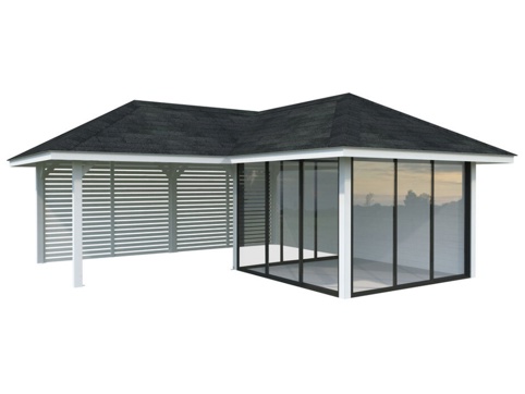 Havehus m/overdækning, Bianca 211, 24,9 m², hvid