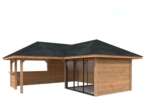 Havehus m/overdækning, Bianca 509, 24,9 m², brun