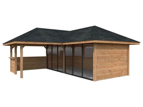 Havehus m/overdækning, Bianca 222, 24,9 m², brun