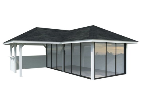 Havehus m/overdækning, Bianca 223, 24,9 m², hvid