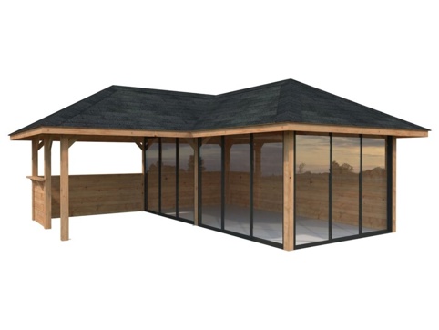 Havehus m/overdækning, Bianca 523, 24,9 m², brun
