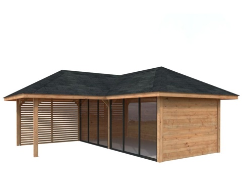 Havehus m/overdækning, Bianca 513, 24,9 m², brun