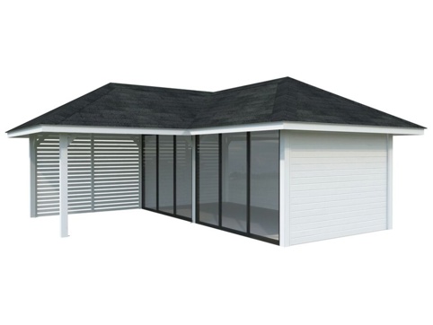 Havehus m/overdækning, Bianca 513, 24,9 m², hvid