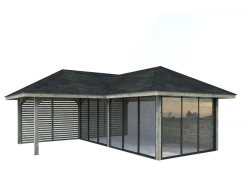Havehus m/overdækning, Bianca 514, 24,9 m², grå