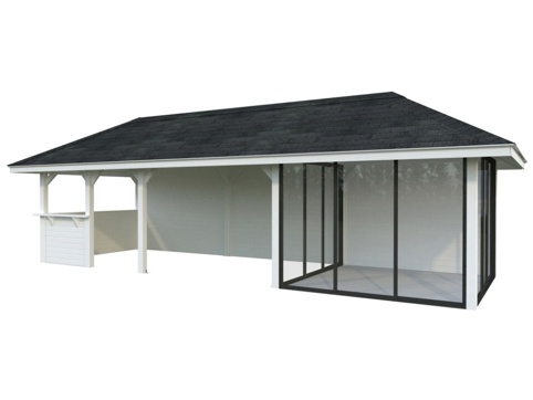 Havehus m/overdækning, Bianca 216, 24,9 m², hvid