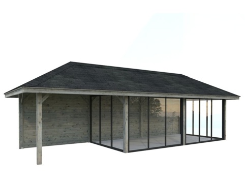 Havehus m/overdækning, Bianca 518, 24,9 m², grå