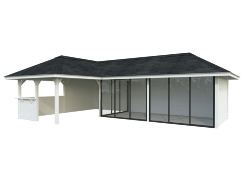 Havehus m/overdækning, Bianca 520, 33,2 m², hvid
