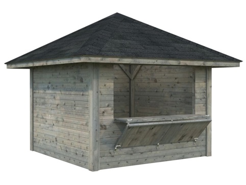 Salgsbod m/luge, Bianca 104, 8,3 m², grå