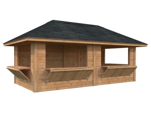 Salgsbod m/luger, Bianca 112, 16,6 m², brun