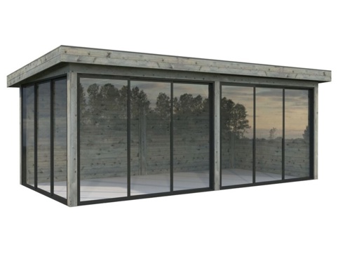 Anneks m/skydedør, Lenna 402, 16,6 m², grå