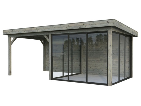 Anneks m/overdækning, Lenna 706, 16,6 m², grå