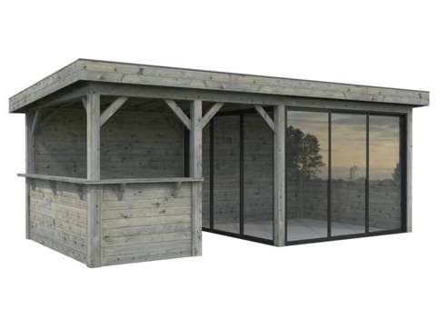 Anneks m/overdækning, Lenna 407, 16,6 m², grå