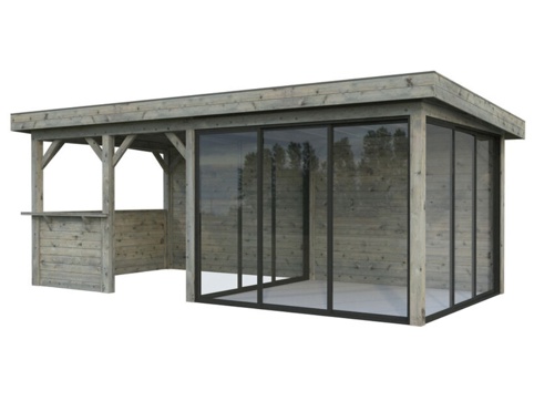 Anneks m/overdækning, Lenna 408, 16,6 m², grå