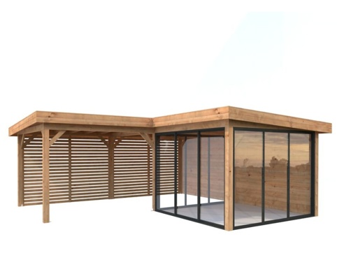 Havehus m/overdækning, Lenna 411, 24,9 m², brun