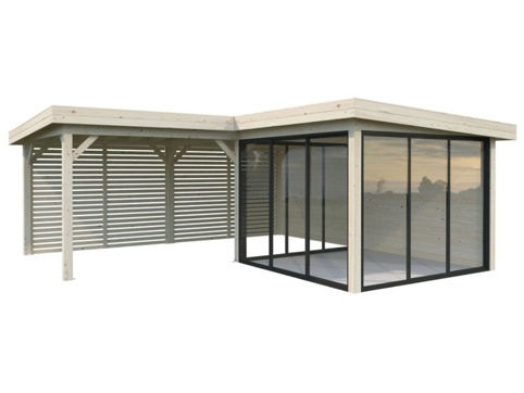 Havehus m/overdækning, Lenna 411, 24,9 m², hvid