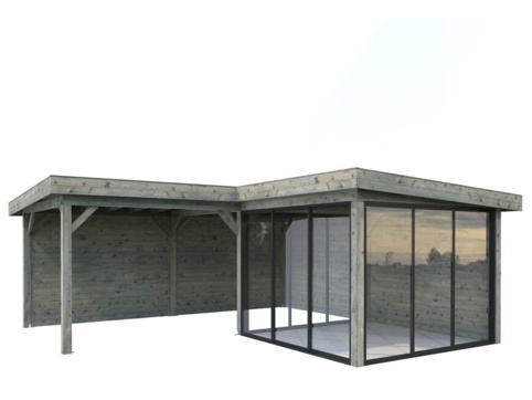 Havehus m/overdækning, Lenna 712, 24,9 m², grå