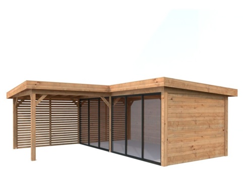 Havehus m/overdækning, Lenna 413, 24,9 m², brun