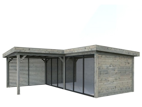 Havehus m/overdækning, Lenna 413, 24,9 m², grå