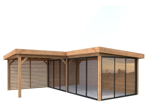 Havehus m/overdækning, Lenna 414, 24,9 m², brun