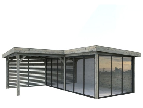 Havehus m/overdækning, Lenna 714, 24,9 m², grå