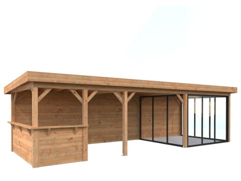 Havehus m/overdækning, Lenna 416, 24,9 m², brun