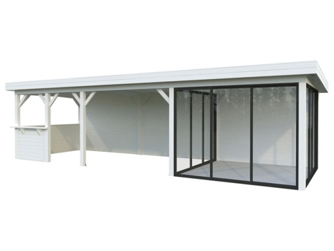 Havehus m/overdækning, Lenna 416, 24,9 m², hvid