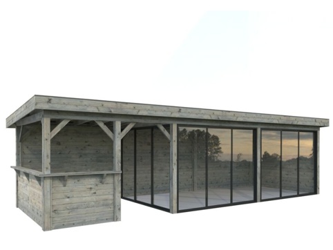 Havehus m/overdækning, Lenna 719, 24,9 m², grå
