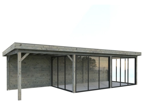 Havehus m/overdækning, Lenna 718, 24,9 m², grå