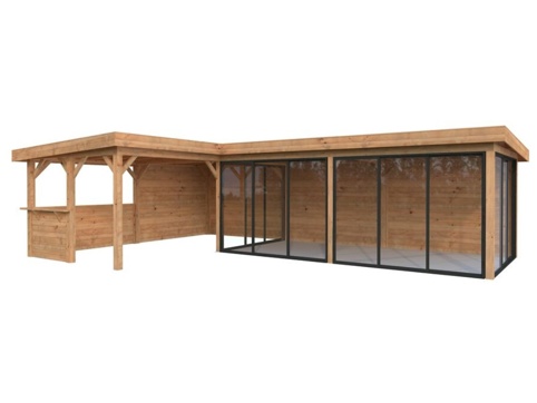 Havehus m/overdækning, Lenna 421, 33,2 m², brun