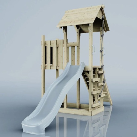 OutdoorToys Tromso, Legetårn m/blå rutsjebane, 170x357x273 cm