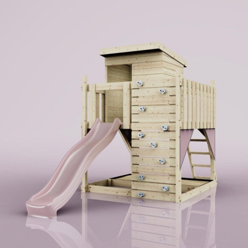 OutdoorToys Aurora, Legehus m/lyserød rutsjebane, natur