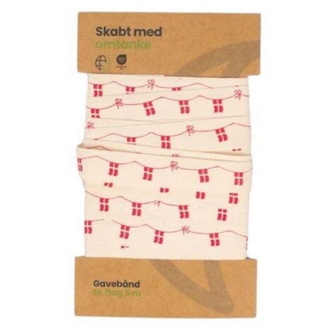 Skabt med omtanke, Gavebånd, hvid/rød, 5 m
