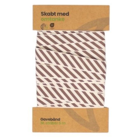 Skabt med omtanke, Gavebånd, hvid/brun, 5 m