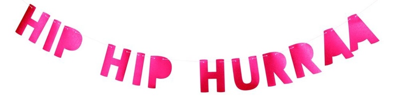 Guirlande, ”Hip Hip Hurra”, rød, 3 m
