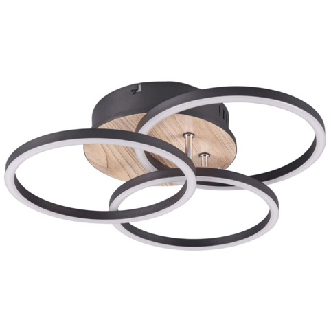 Trio Circle, Loftslampe, sort/natur