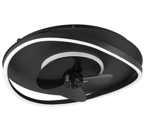 Trio Sortland, Loftslampe m/ventilator, sort