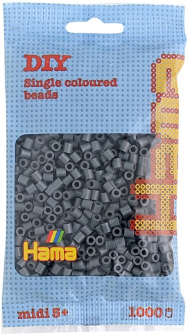 Hama, Perler, midi, mørk grå, 1.000 stk.