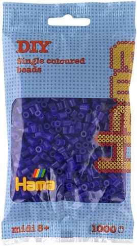 Hama, Perler, midi, transparent lilla, 1.000 stk.