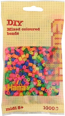 Hama, Perler, midi, mix 51 (neon), 1.000 stk.
