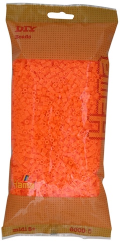 Hama, Perler, midi, neon orange, 6.000 stk.