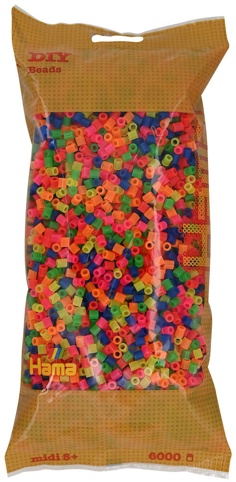 Hama, Perler, midi, mix 51 (neon), 6.000 stk.